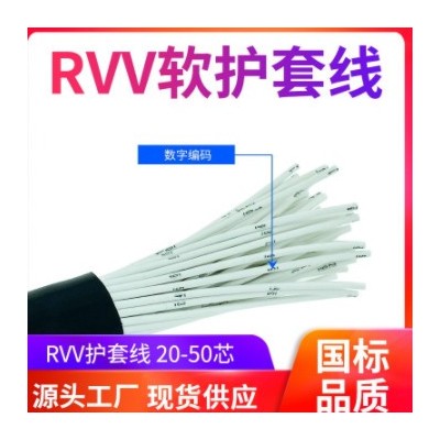 国标护套线rvv24/30/40/50芯多芯控制线0.3/0.5/0.75/1/1.5软电缆