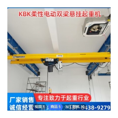 厂家定制KBK柔性电动双梁悬挂起重机 轨道组合式欧式环链葫芦